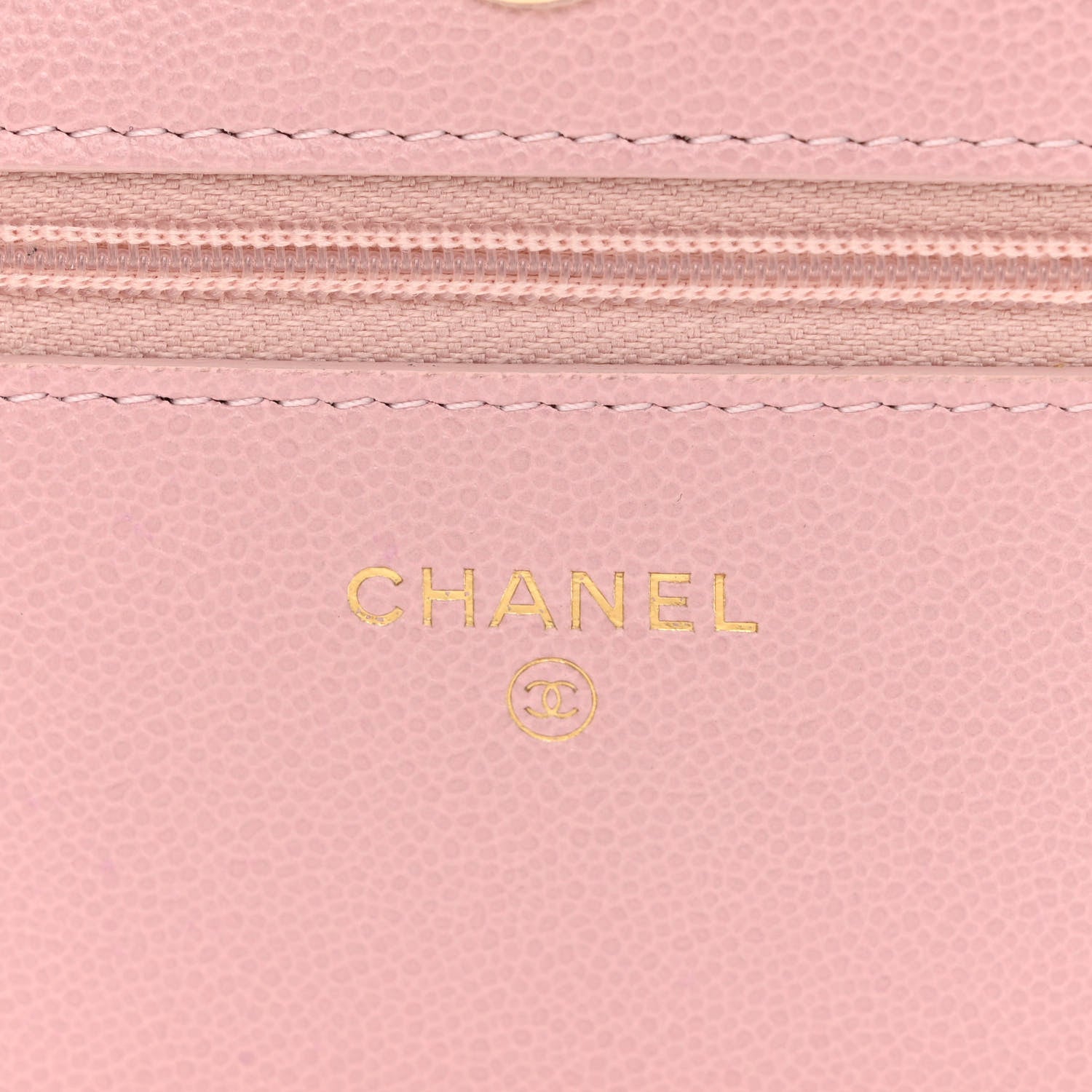 Chanel Caviar Quilted Studded CC Wallet on Chain WOC Light Pink 6 of 11