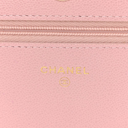 Chanel Caviar Quilted Studded CC Wallet on Chain WOC Light Pink 6 of 11