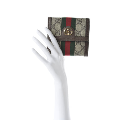Gucci GG Supreme Monogram Web Ophidia French Flap Wallet Beige New Acero 2 of 7