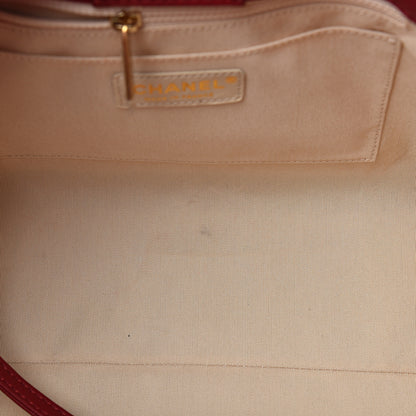 Chanel Grained Calfskin Stitched Supple Rock Shopping Tote Burgundy 7 of 12