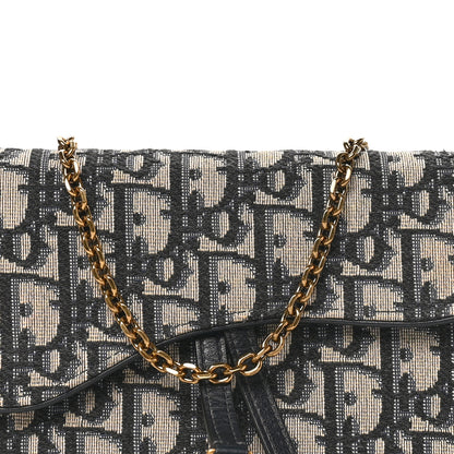 Christian Dior Oblique Saddle Chain Long Wallet Blue 7 of 10