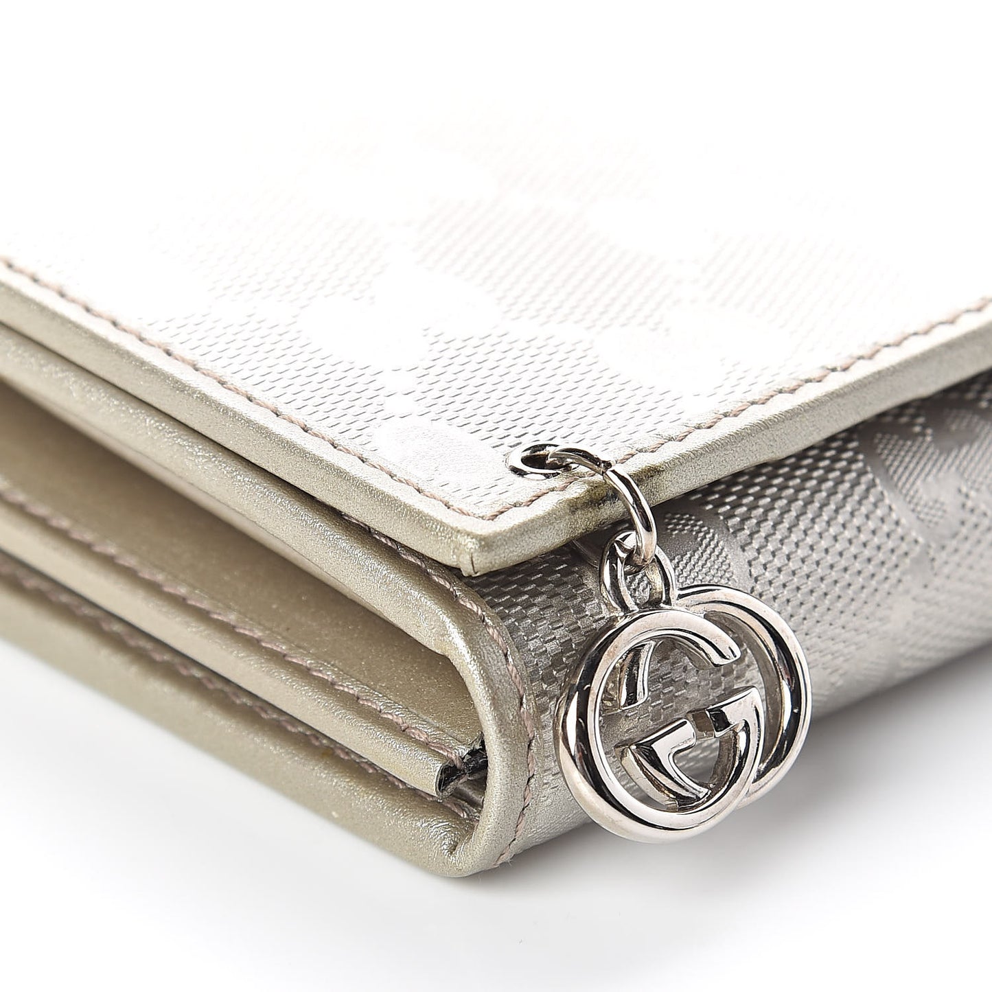 Imprime Monogram GG Pierce Chain Clutch Wallet Silver