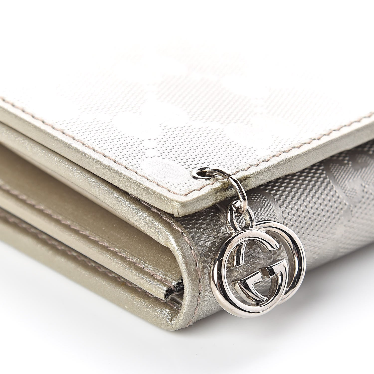 Gucci Imprime Monogram GG Pierce Chain Clutch Wallet Silver 7 of 8