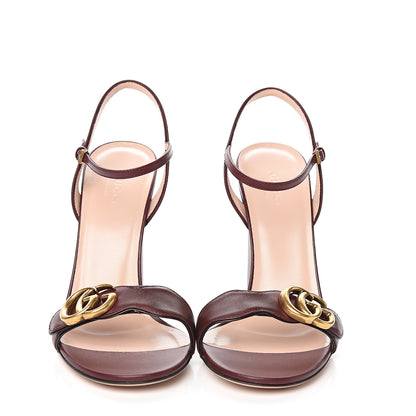 Gucci Lifford Calfskin GG Marmont Ankle Wrap 105mm Sandals 38.5 Vintage Bordeaux 2 of 8