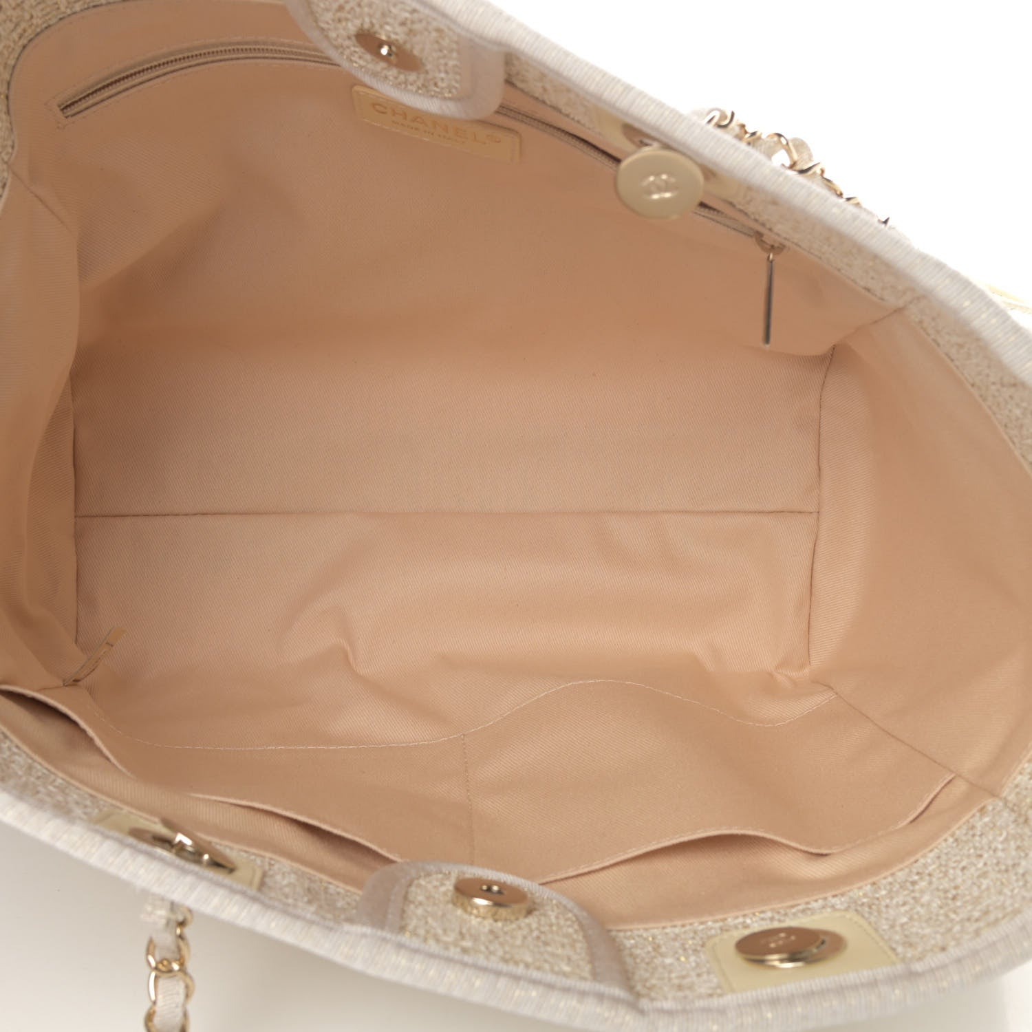 Chanel Lurex Boucle Small Deauville Tote Ivory 4 of 4
