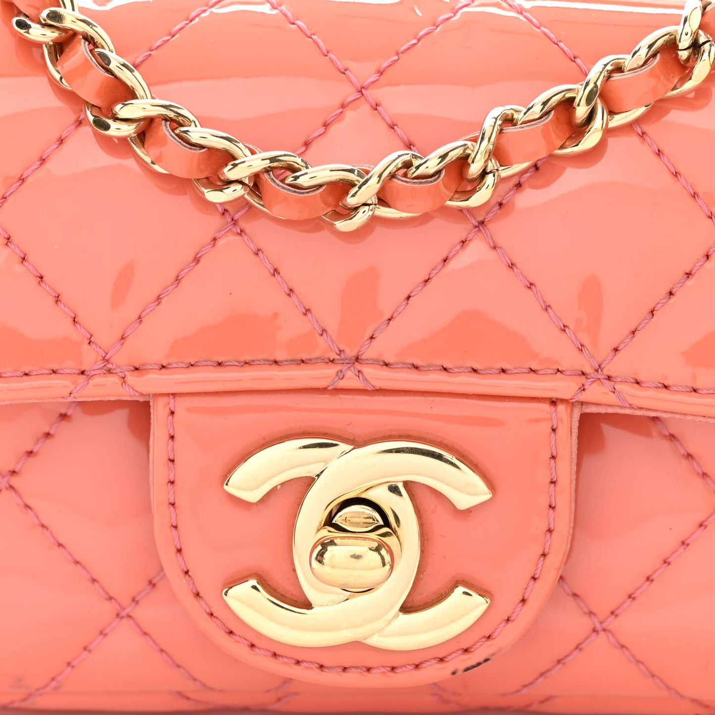 Patent Quilted Ginza 5th Anniversary Extra Mini Rectangular Flap Pink