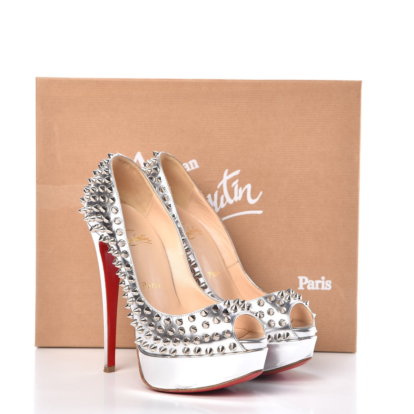 Specchio Lady Peep Spikes 150 Pumps 36.5 Silver