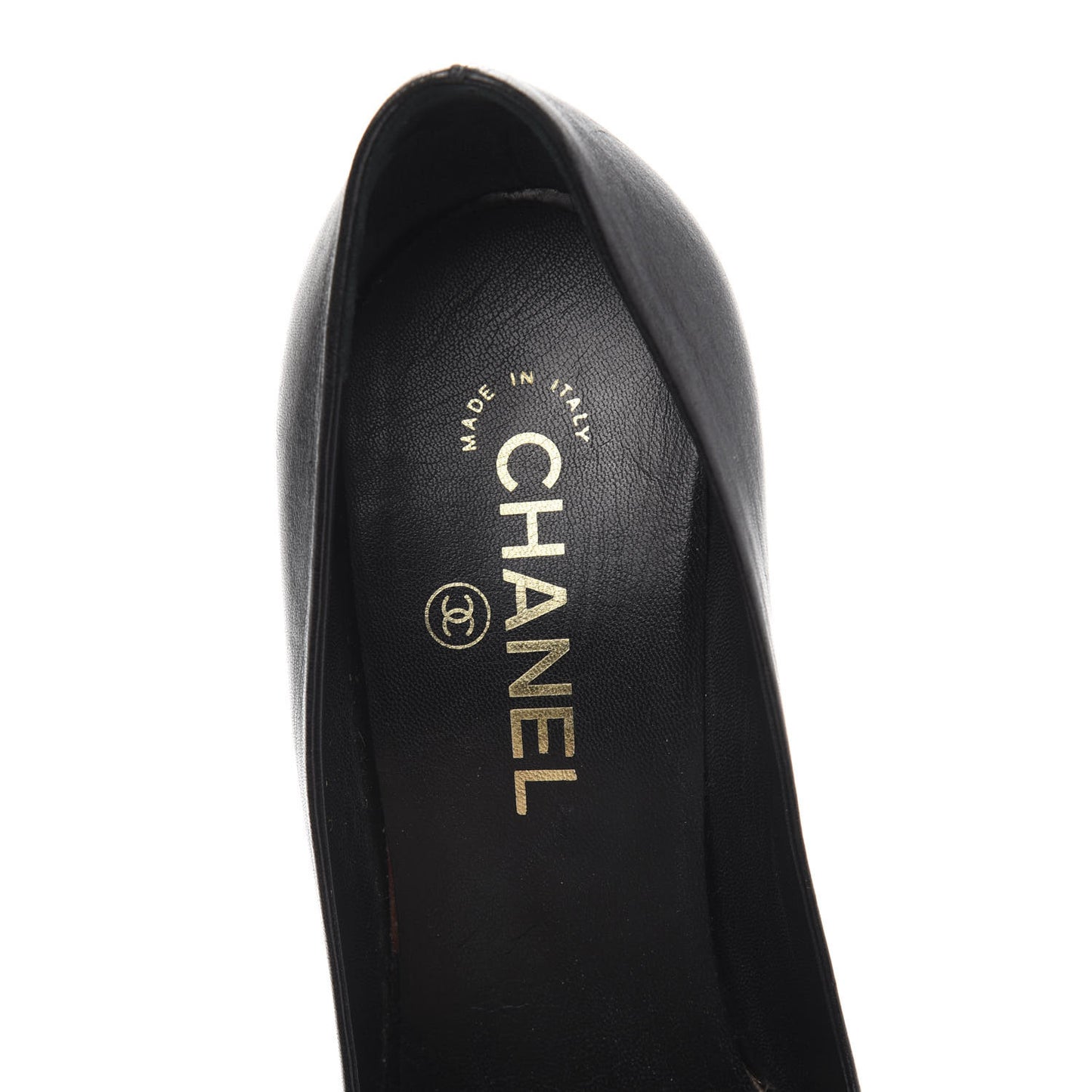 Lambskin Chain Around Cap Toe Pumps 37 Black Gold