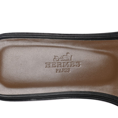 Hermes Box Calfskin Oran Sandals 37 Black 7 of 8