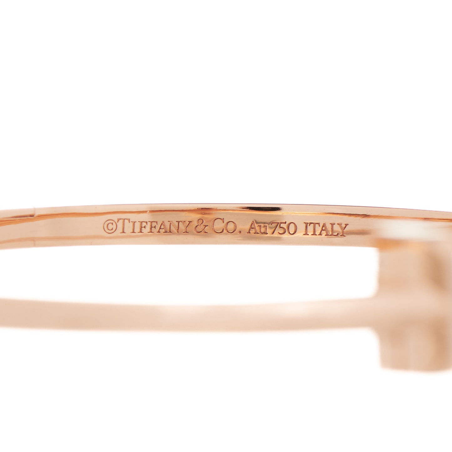 18K Rose Gold Narrow T T1 Hinged Bangle Bracelet