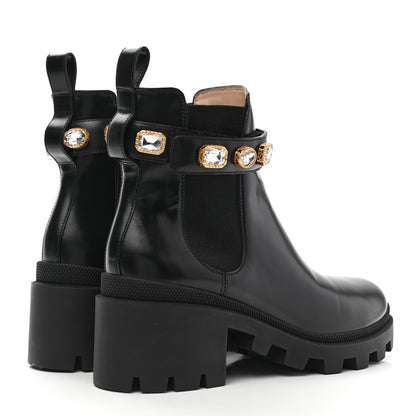 Gucci Calfskin Crystal GG Trip Chelsea Ankle Boots 40 Black 4 of 12