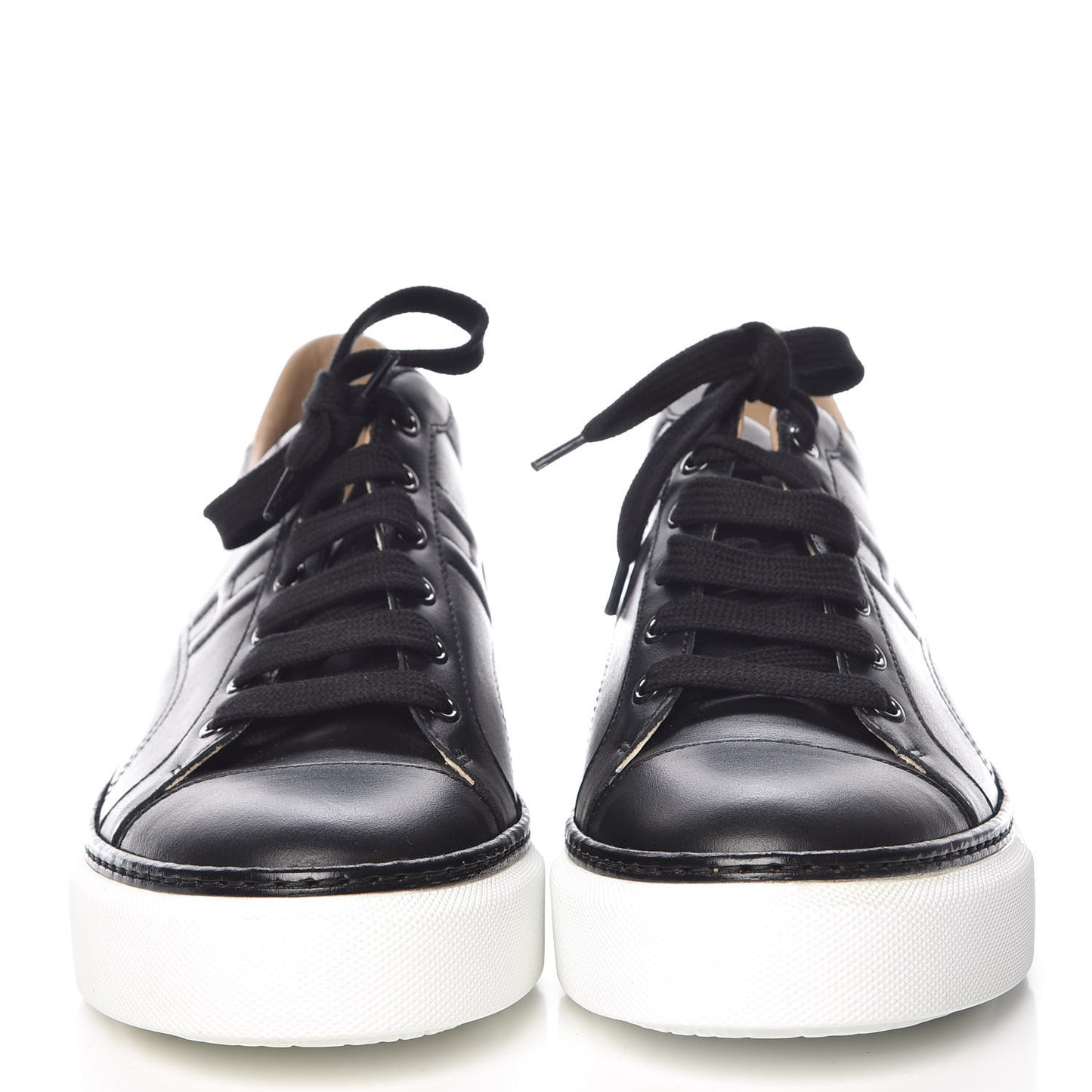 Calfskin Polo Sneakers 41 Black White