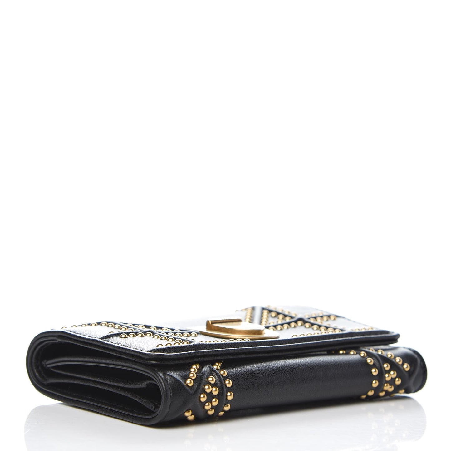 Lambskin Cannage Studded Diorama Elancee Wallet Black