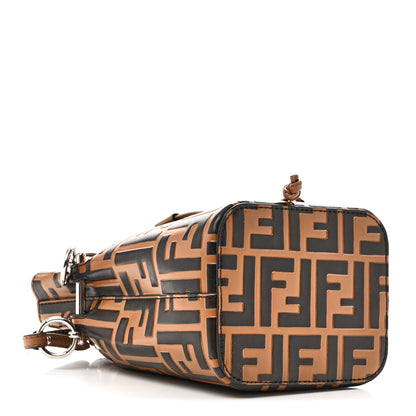 Fendi Vitello Liberty F is Fendi Bi-Color FF 1974 Embossed Mini Mon Tresor Bucket Bag Tobaco Orzo 4 of 10