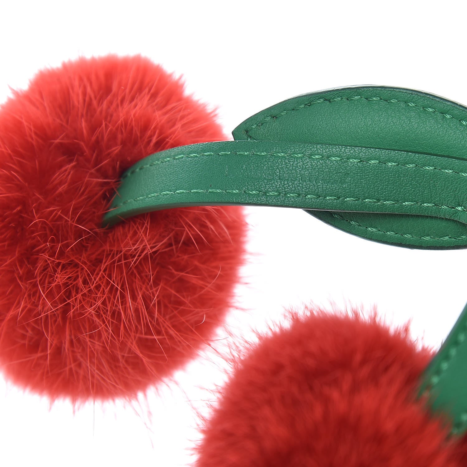 Fendi Mink Fur Vitello Dolce F is Fendi Cherry Bag Charm Strawberry Verde Band 3 of 3