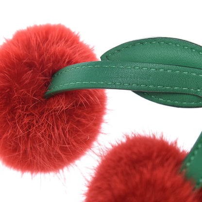 Fendi Mink Fur Vitello Dolce F is Fendi Cherry Bag Charm Strawberry Verde Band 3 of 3