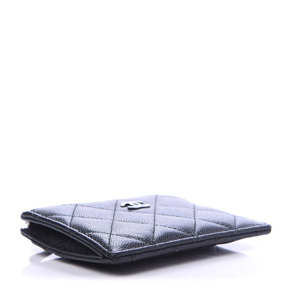 Chanel Iridescent Caviar Quilted CC Zip Card Holder Black 4 of 9
