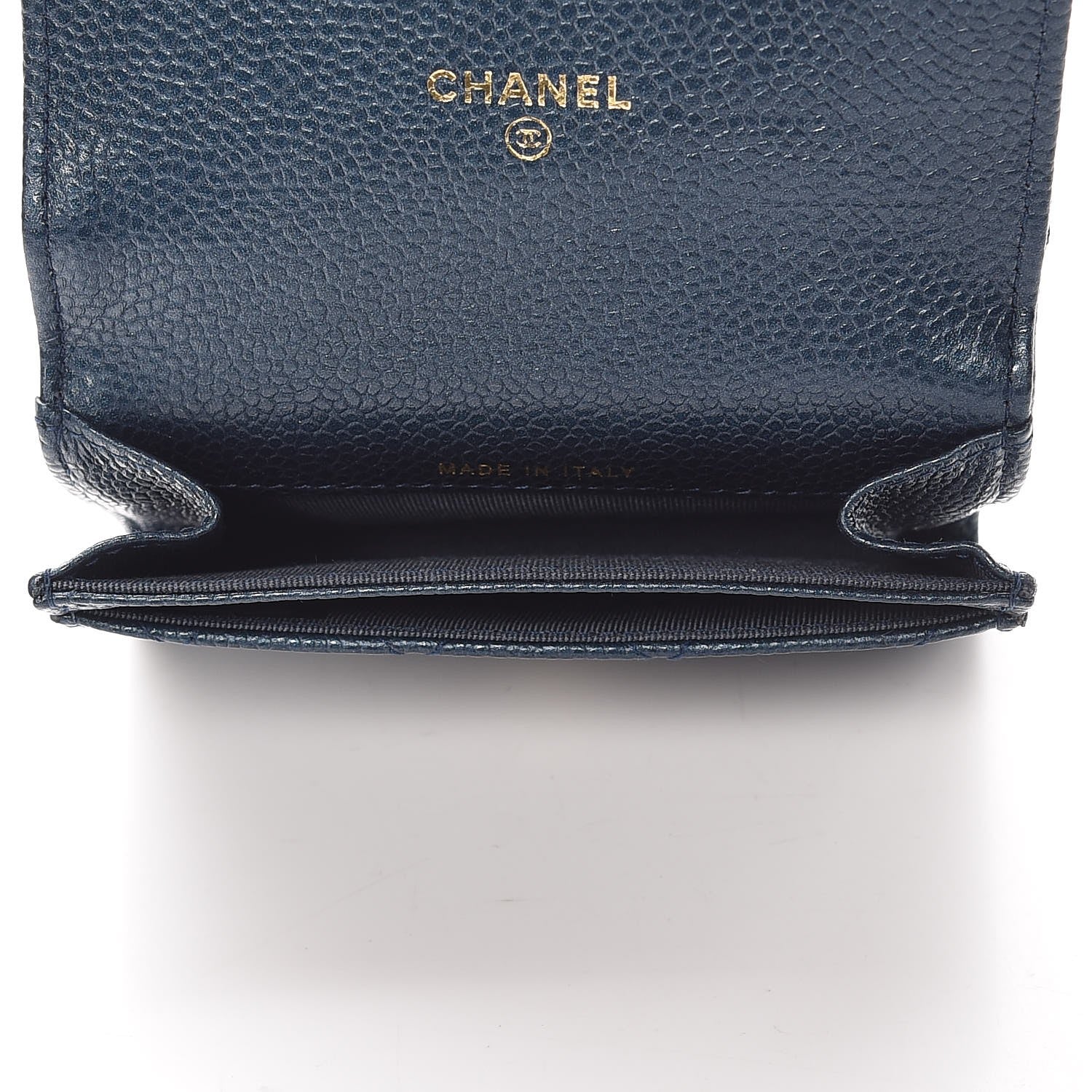 Chanel Metallic Caviar Quilted Flap Card Holder Dark Blue 5 of 9