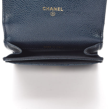 Chanel Metallic Caviar Quilted Flap Card Holder Dark Blue 5 of 9