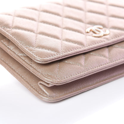 Chanel Iridescent Caviar Quilted Wallet On Chain WOC Beige 5 of 12