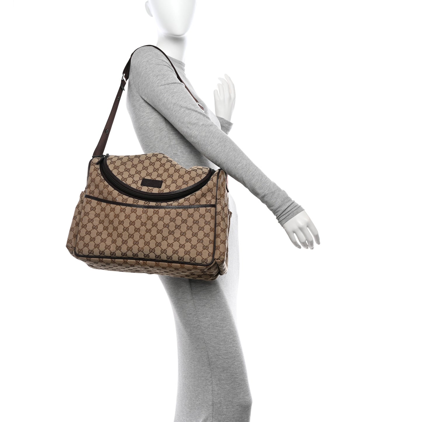 Monogram Natural Pigskin Large Diaper Bag Beige Ebony Cocoa Dark Chocolate