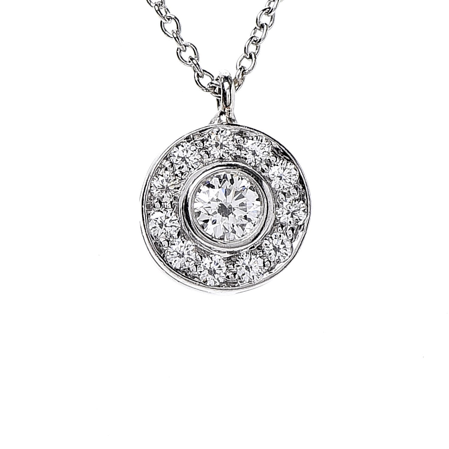 Tiffany Platinum Diamond .33ctw Circlet Pendant Necklace 4 of 7