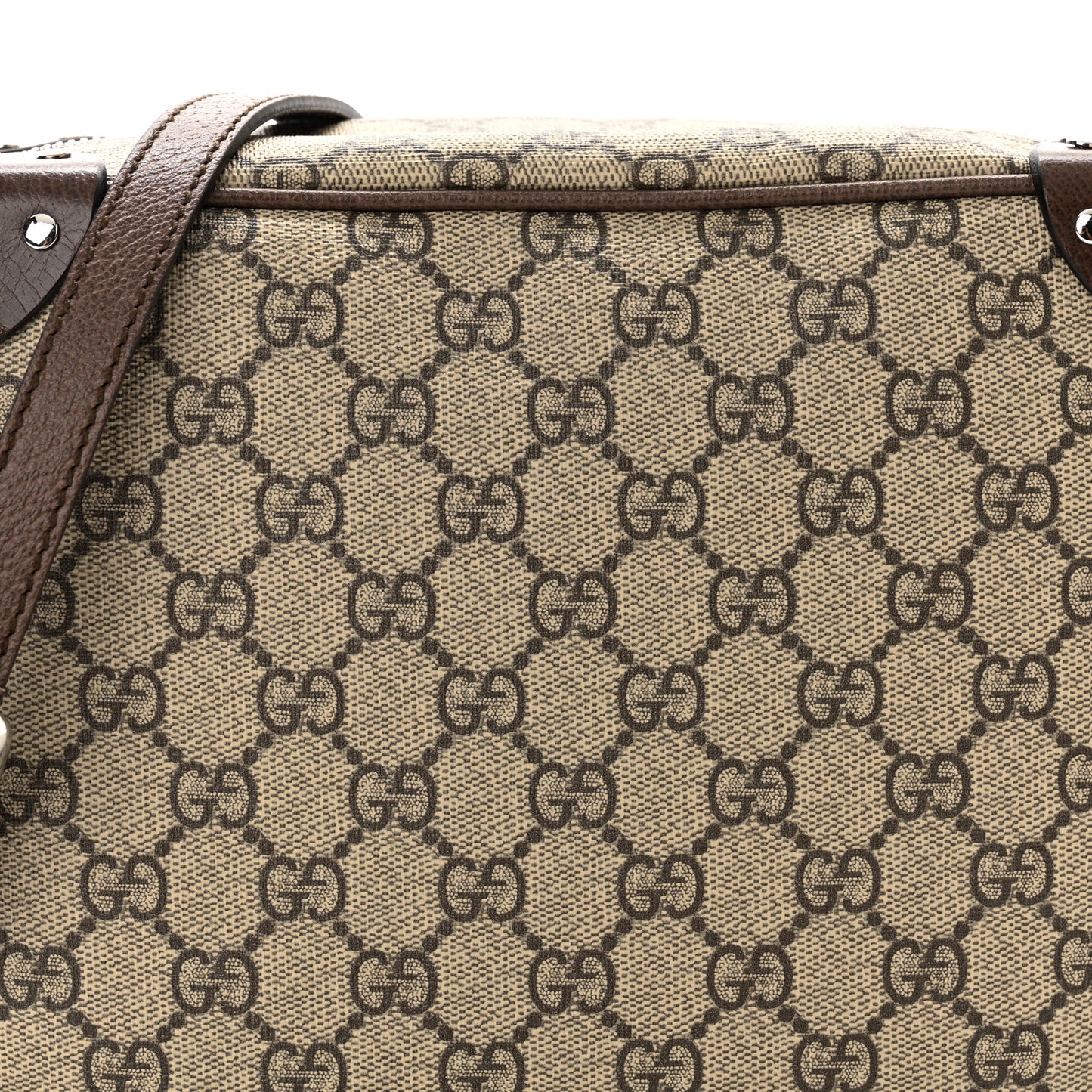 GG Supreme Monogram Textured Calfskin Square Messenger Bag Beige Ebony New Acero