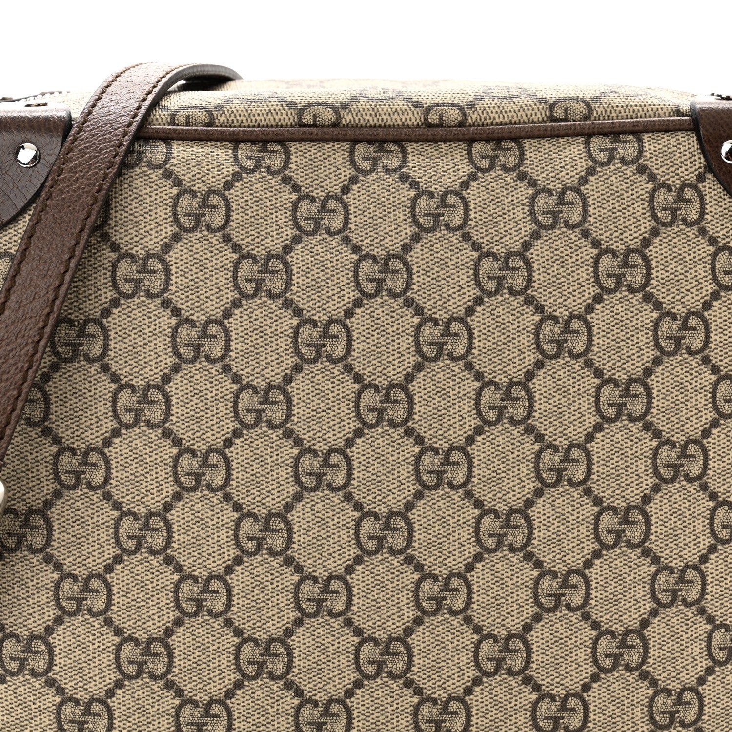 Gucci GG Supreme Monogram Textured Calfskin Square Messenger Bag Beige Ebony New Acero 8 of 10