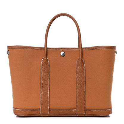 Hermes Toile Militaire Vache Country Verso Garden Party 30 TPM Gold Dune Magnolia 1 of 4