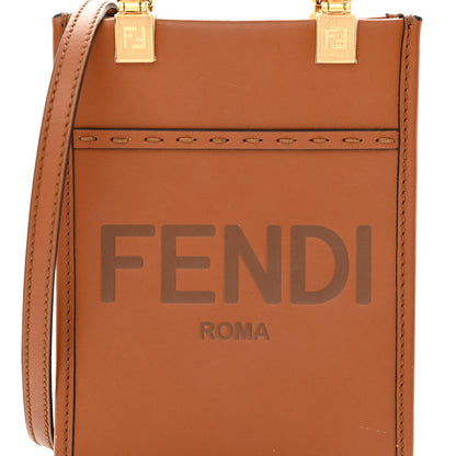 Fendi Vitello King Plexiglass Logo Embossed Mini Fendi Sunshine Shopper Tote Cuoio 8 of 12