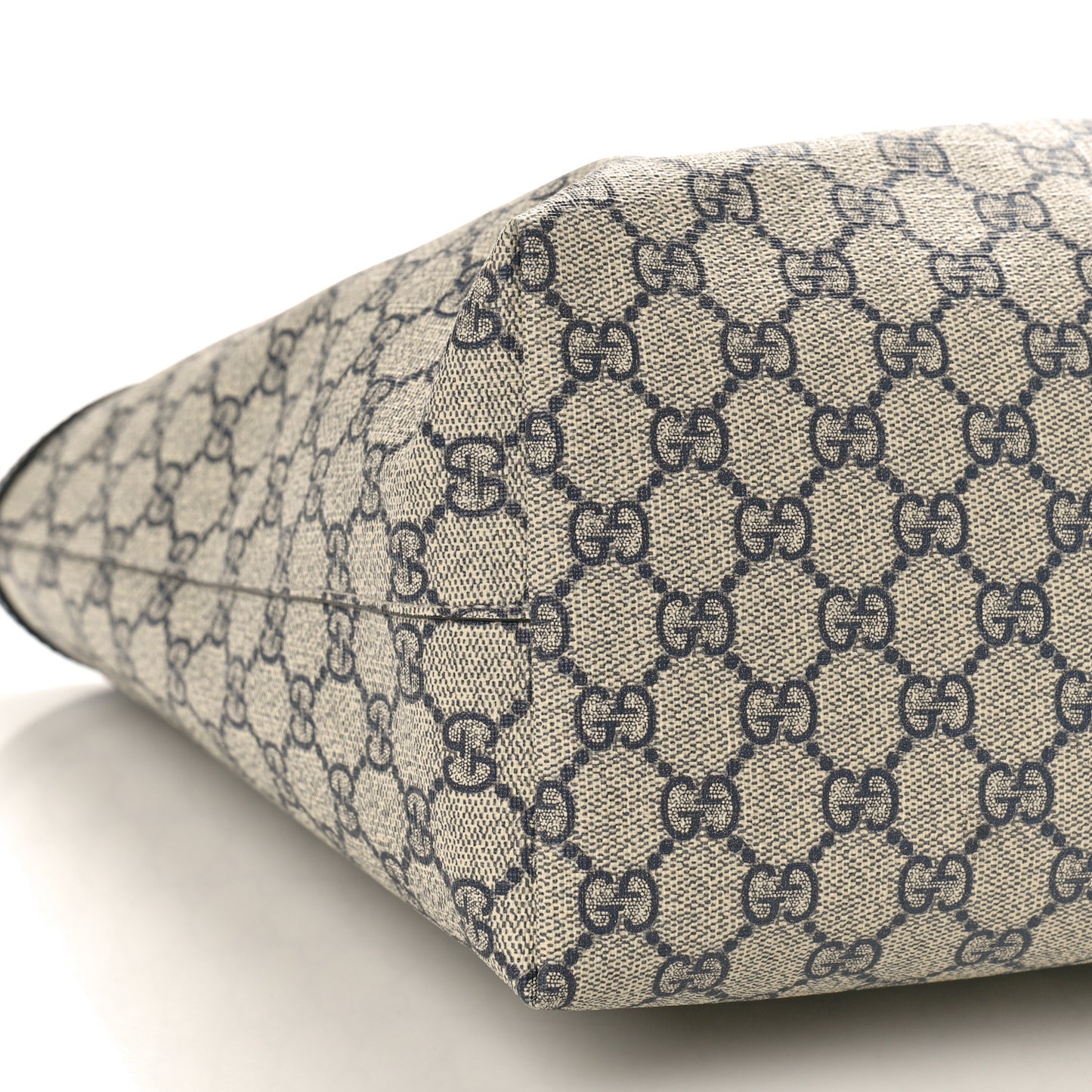 GG Supreme Monogram Textured Calfskin Web Medium Ophidia Shopping Tote Beige Blue