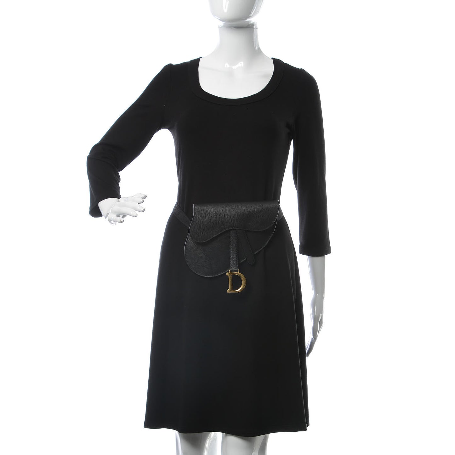 Grained Calfskin Saddle Belt Bag Black