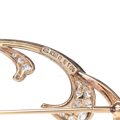 Mikimoto 18K Yellow Gold Diamond Golden South Sea 8mm Pearl Brooch 4 of 4