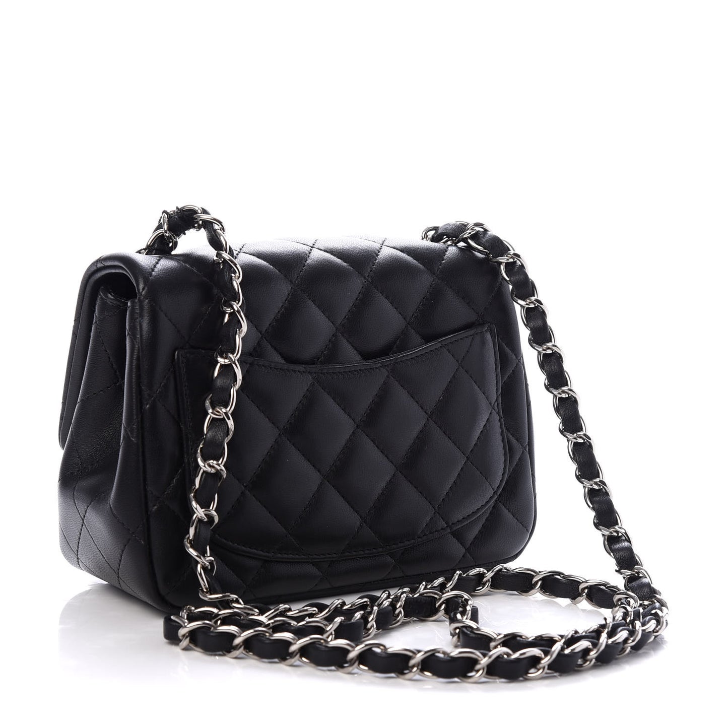 Lambskin Quilted Mini Square Flap Black
