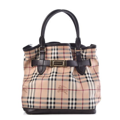Burberry Haymarket Check Medium Golderton Tote Chocolate 1 of 9