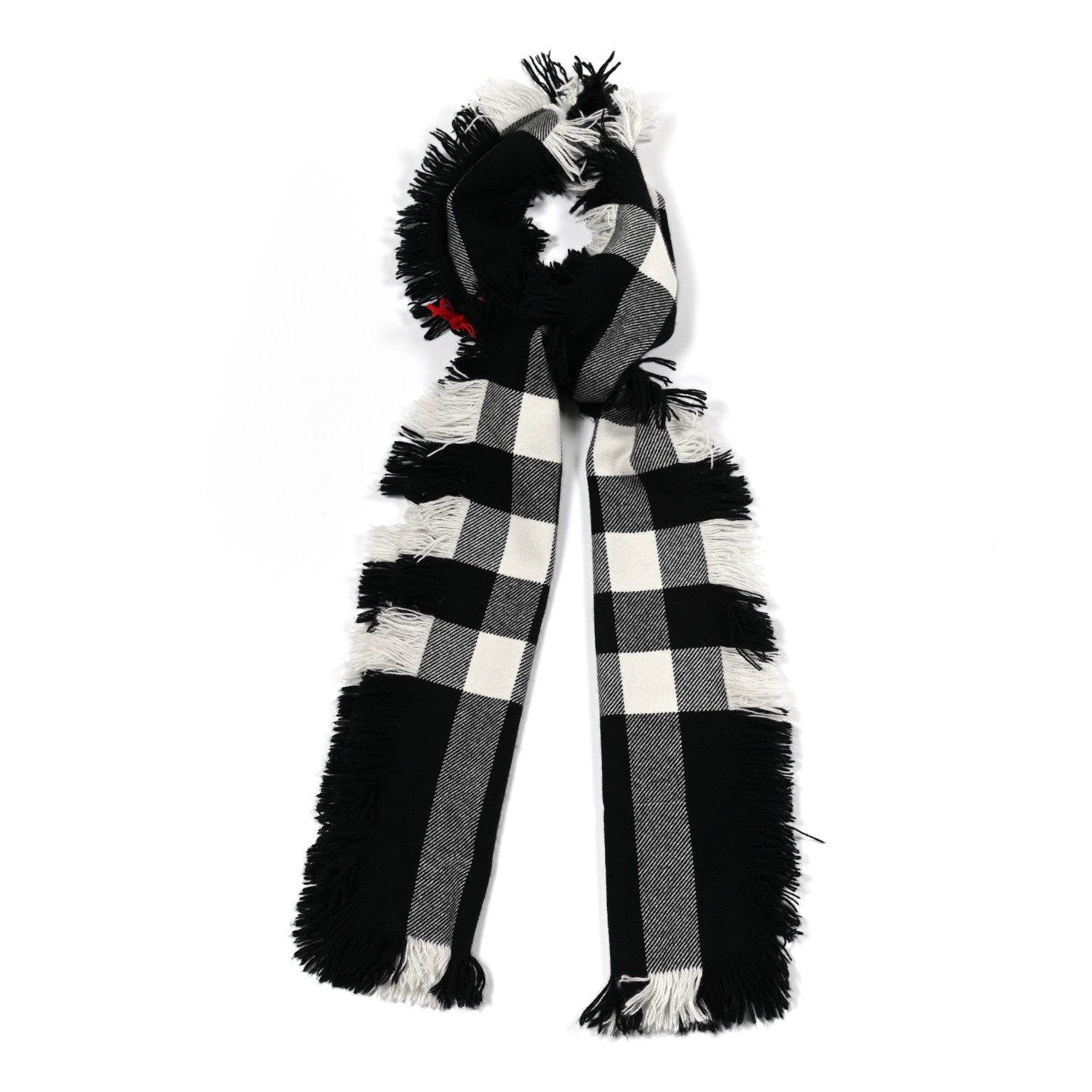Burberry Wool Half Mega Check Fringe Scarf Black 1 of 5