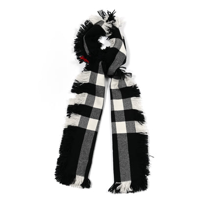 Burberry Wool Half Mega Check Fringe Scarf Black 1 of 5
