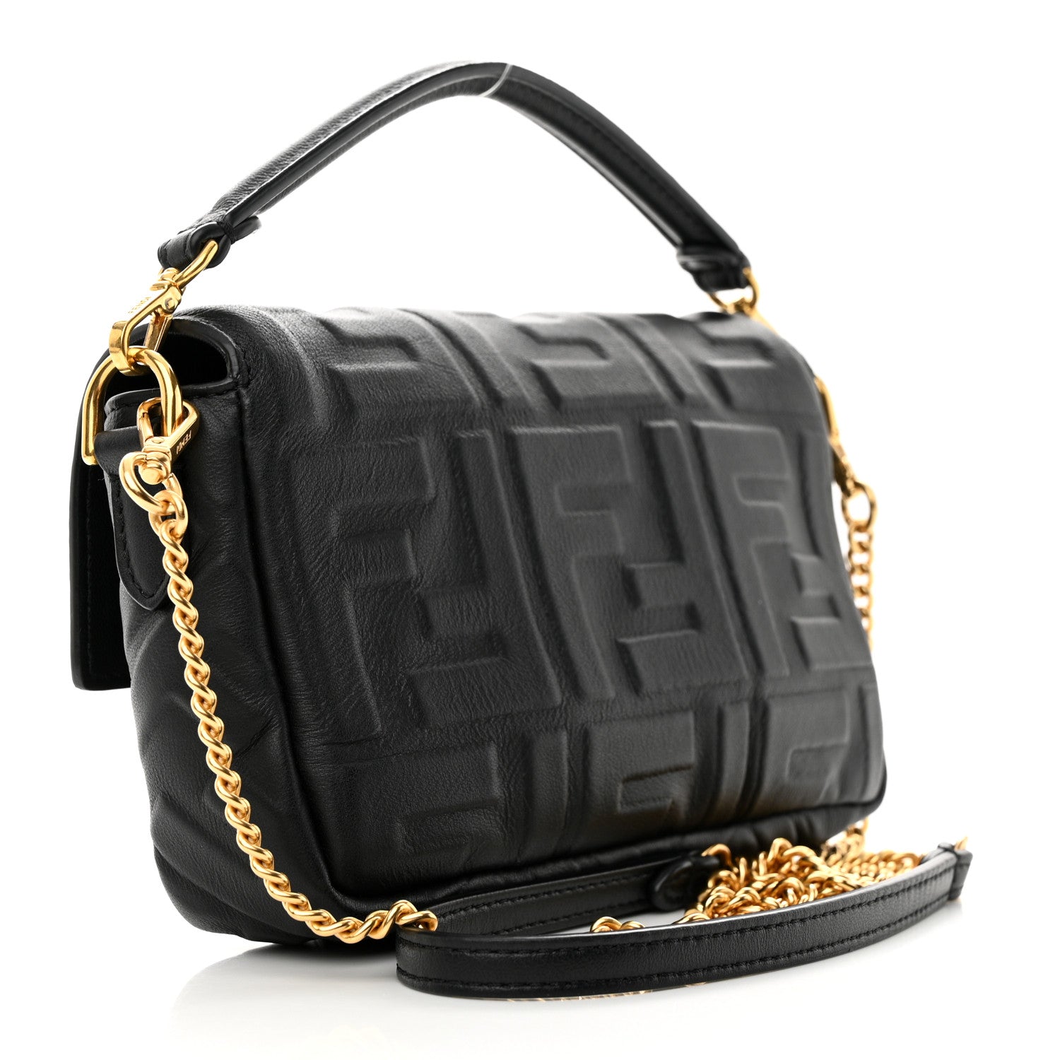 Fendi Nappa FF 1974 Embossed Mini Baguette Black 3 of 10