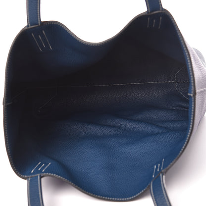 Hermes Taurillon Clemence Double Sens 36 Reversible Tote Iris Bleu De Malte 9 of 20