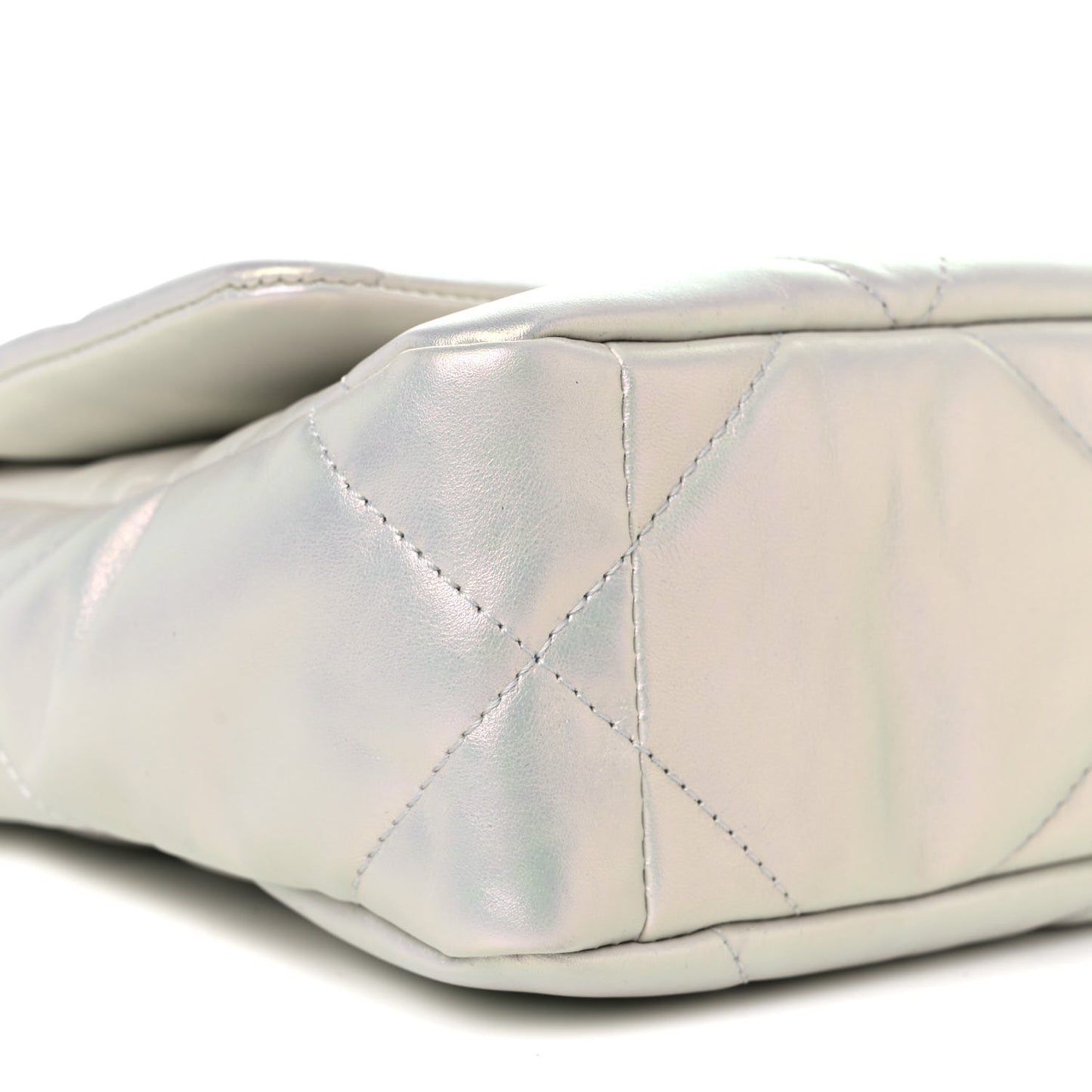 Iridescent Calfskin Quilted Medium Chanel 19 Flap White