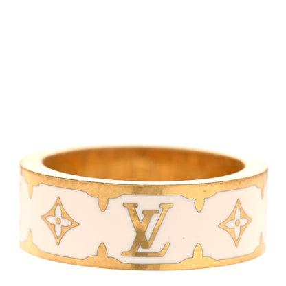Louis Vuitton Metal Enamel Nanogram Ring M 54 7 White 3 of 5