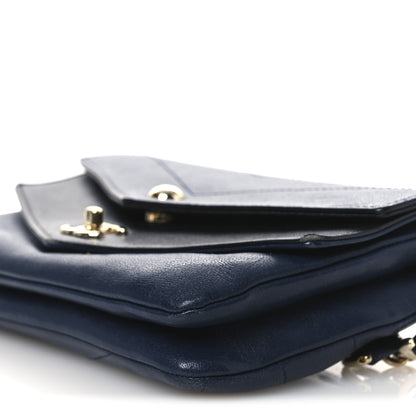 Chanel Sheepskin Chevron Quilted Double Chevron Waist Bag Navy Black 9 of 11
