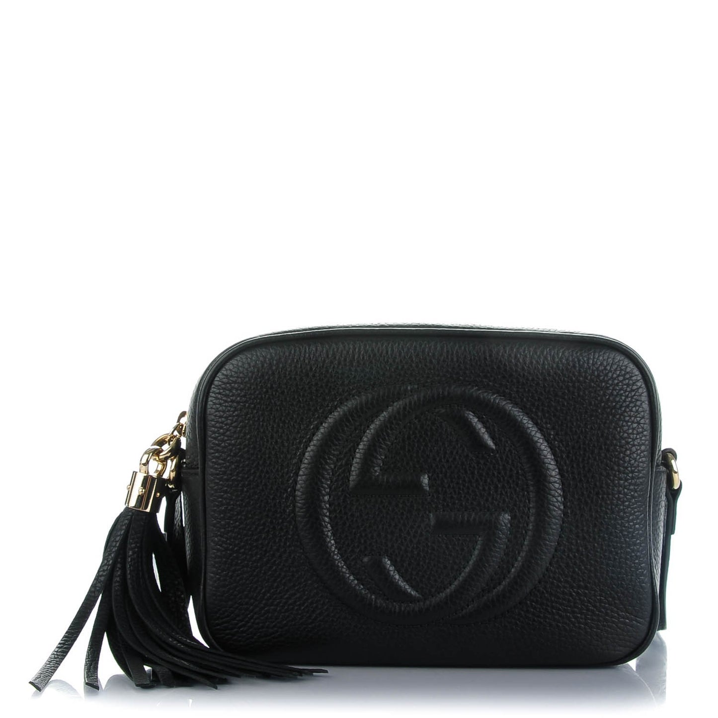 Pebbled Calfskin Small Soho Disco Bag Black