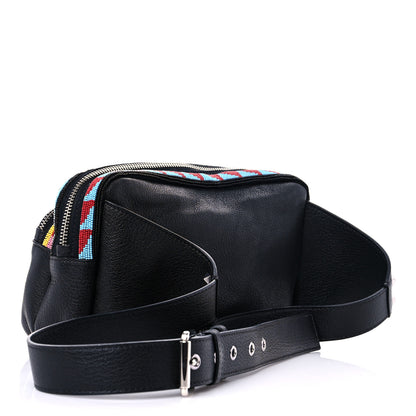 Valentino Garavani Pebbled Calfskin Beaded Rockstud Belt Bag Black 3 of 12