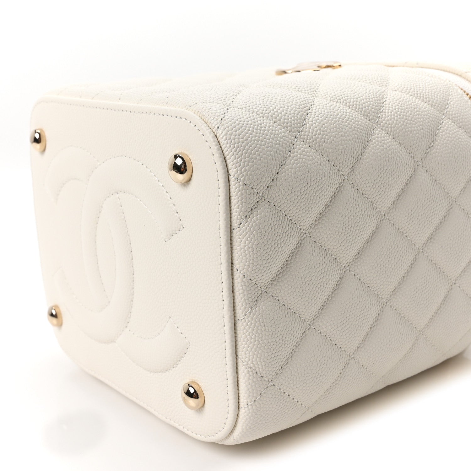 Chanel Caviar Quilted Small Top Handle Vanity Case With Chain White 9 of 9