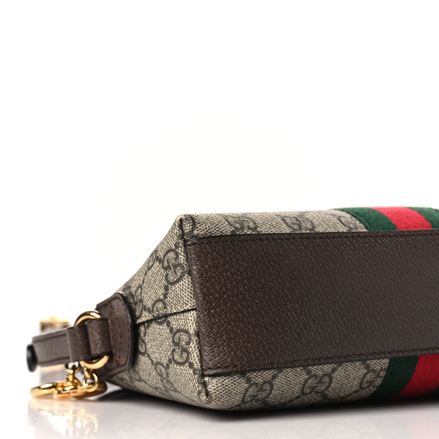 GG Supreme Monogram Textured Dollar Calfskin Web Small Ophidia Dome Shoulder Bag Beige Ebony New Acero