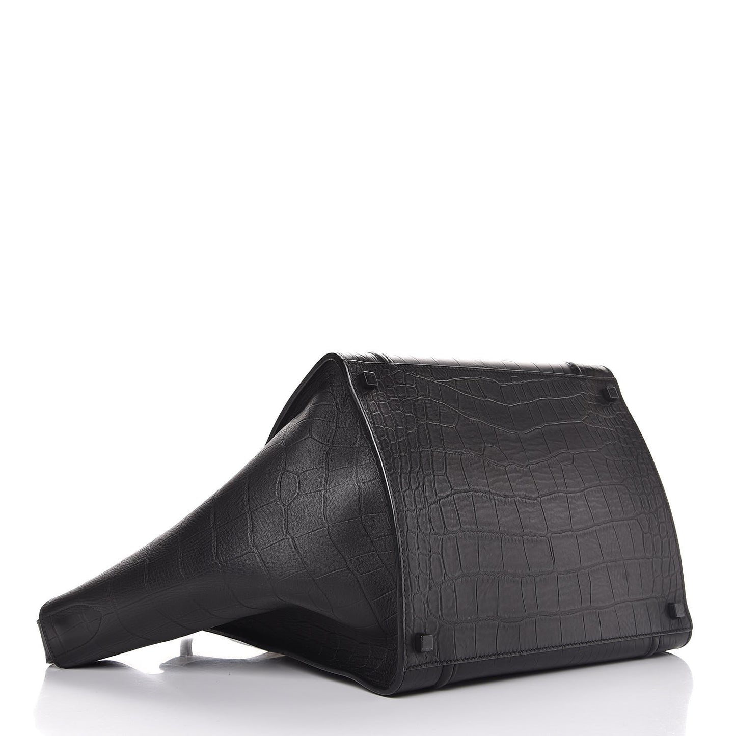 Crocodile Embossed Calfskin Large Phantom Luggage Black