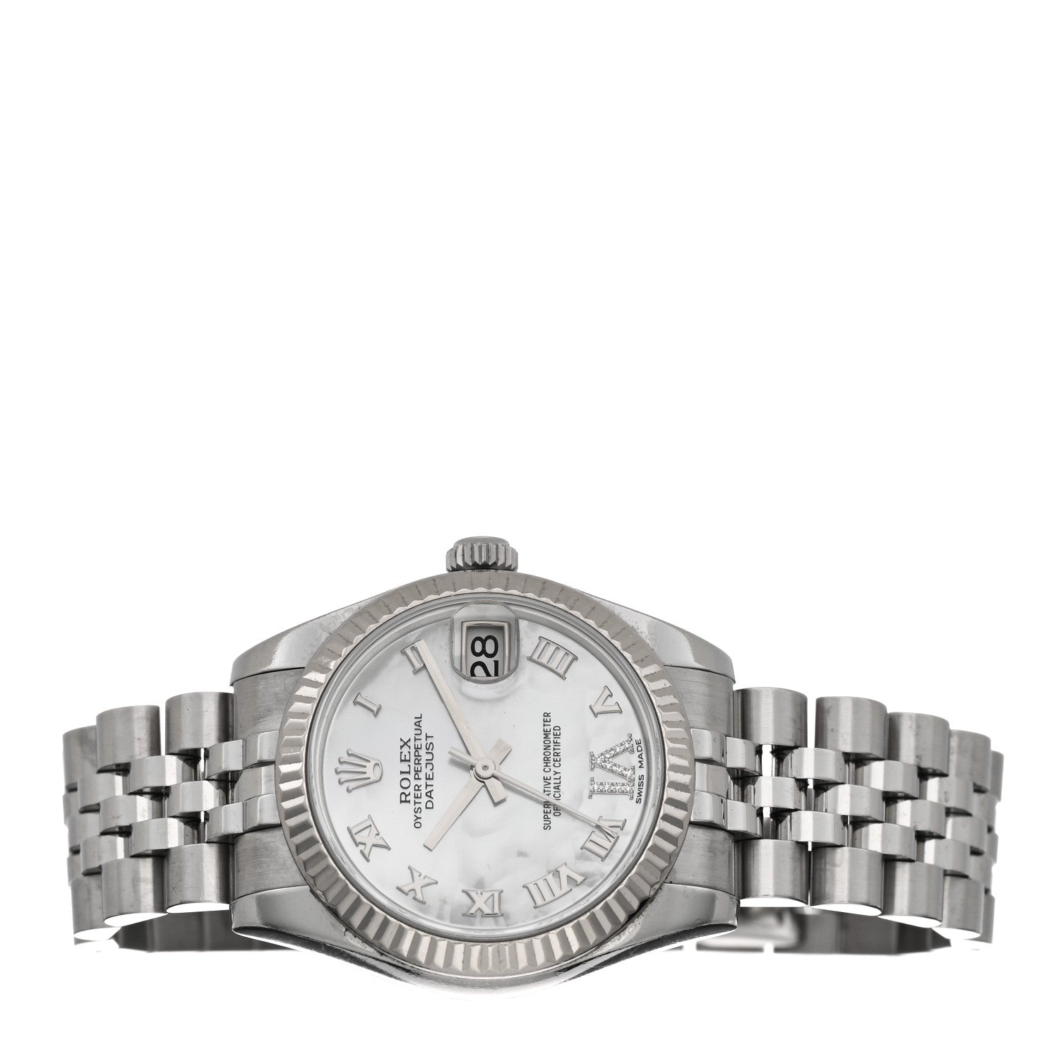 Rolex Stainless Steel 18K White Gold Diamond Mother of Pearl 31mm Oyster Perpetual Datejust Watch Roman 178274 2 of 5