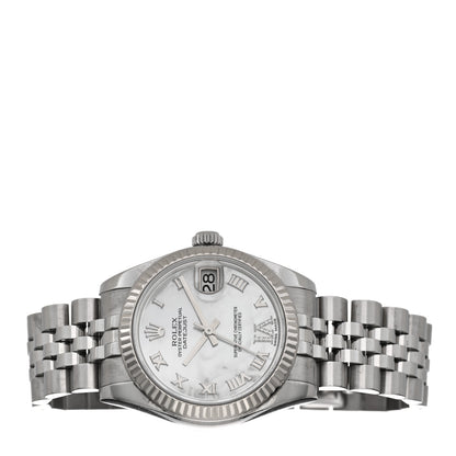 Rolex Stainless Steel 18K White Gold Diamond Mother of Pearl 31mm Oyster Perpetual Datejust Watch Roman 178274 2 of 5
