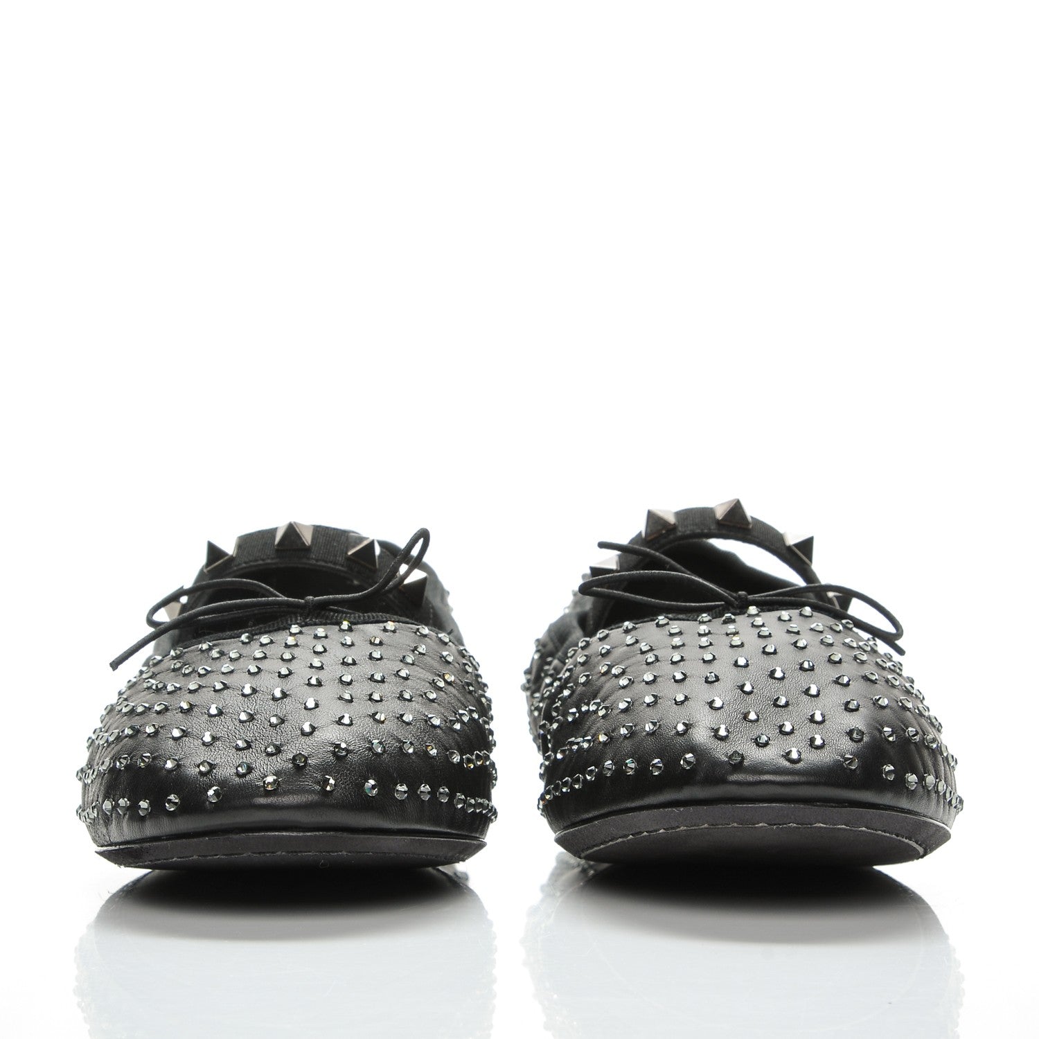 Valentino Garavani Nappa Crystal Studded Ballerina Flats 38 Black 2 of 8